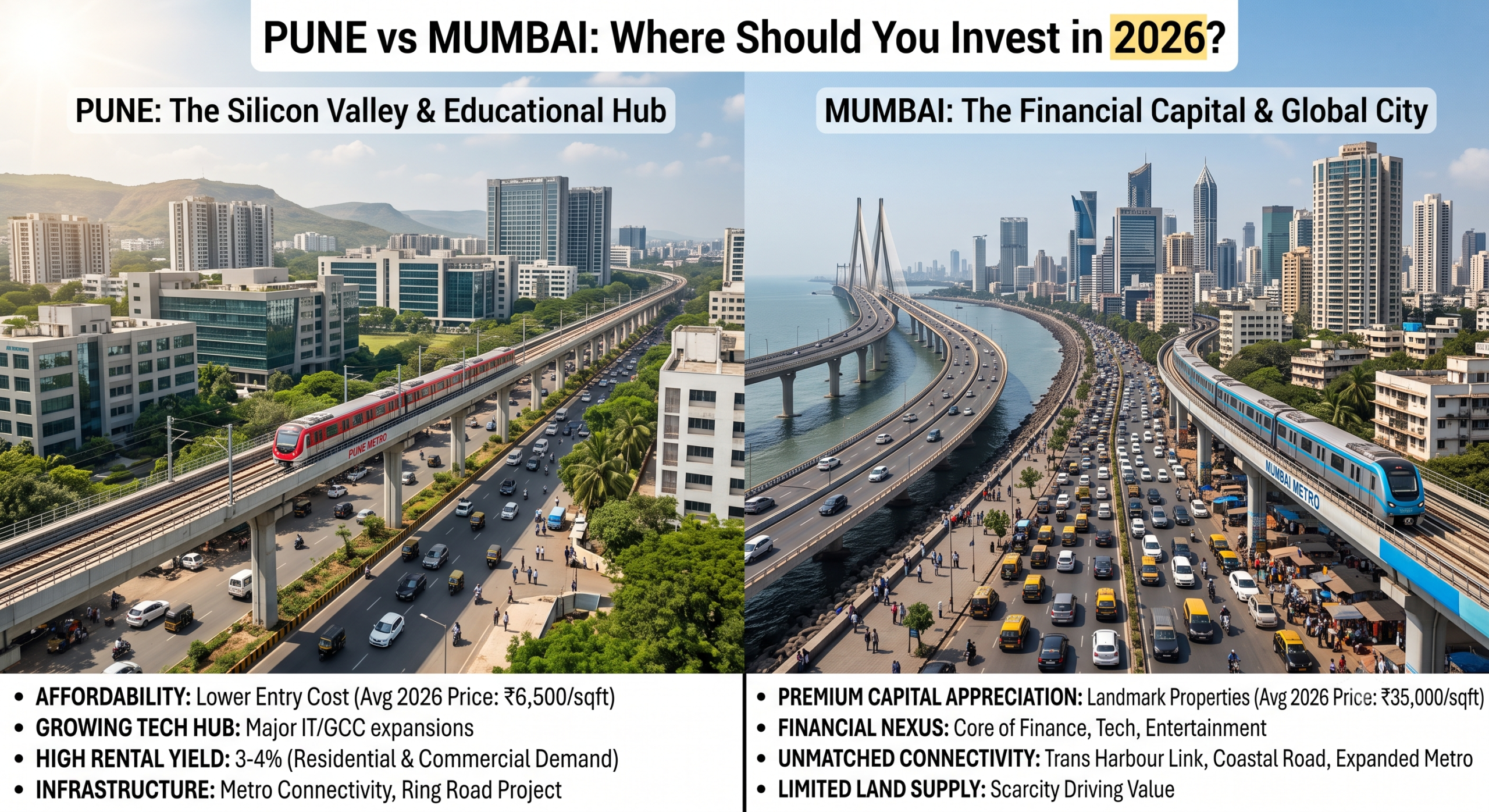 Pune vs Mumbai property investment comparison 2026